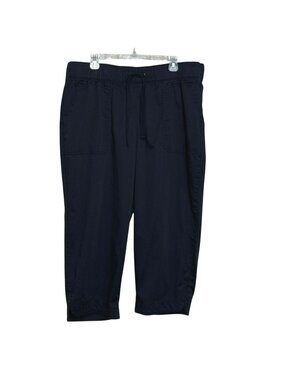 Lane Bryant Womens Crop Pants-Size 18-Black Drawstring Relaxed Elastic Waist